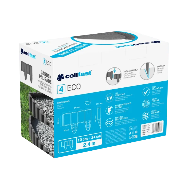 Декоративный садовый заборчик для клумбы Cellfast 4 ECO 34-054 Графит
